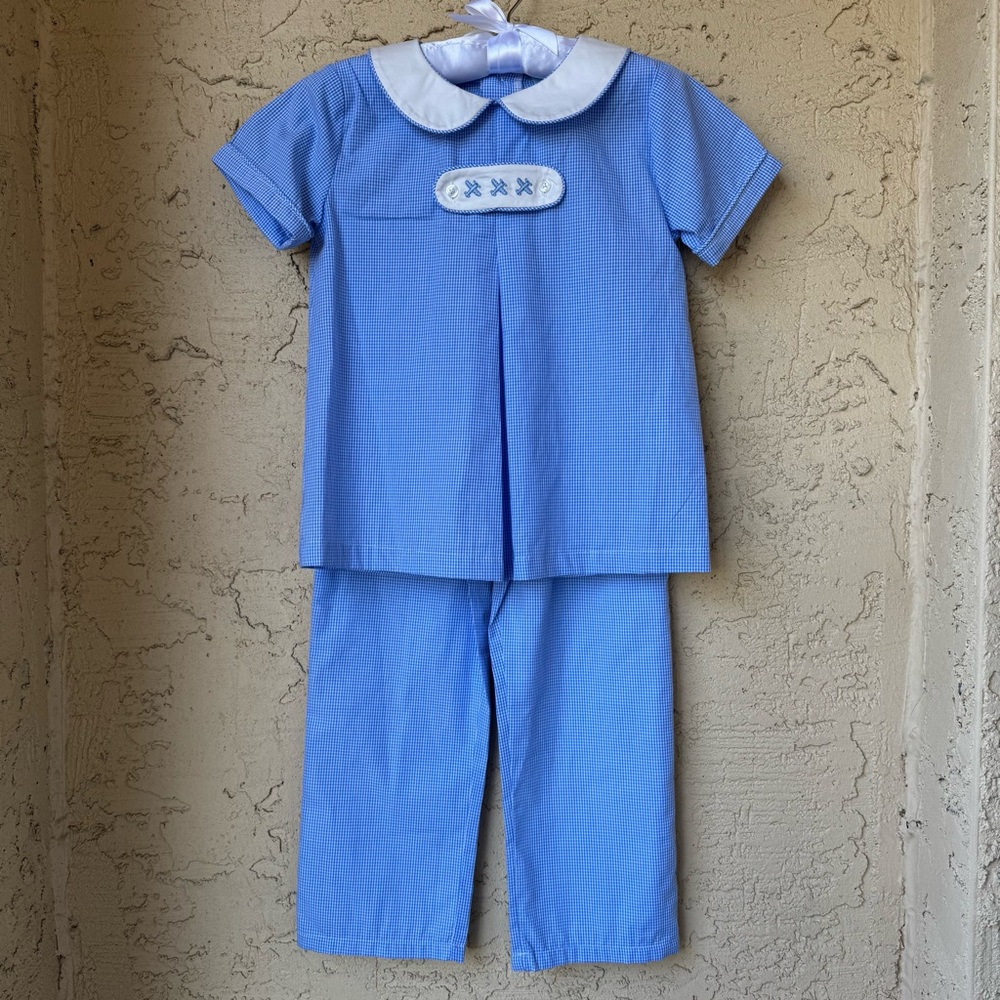 NWT Edgehill Collection Little Boys' Peter Pan Cap Sleeve Tab Pants Set Sz 6